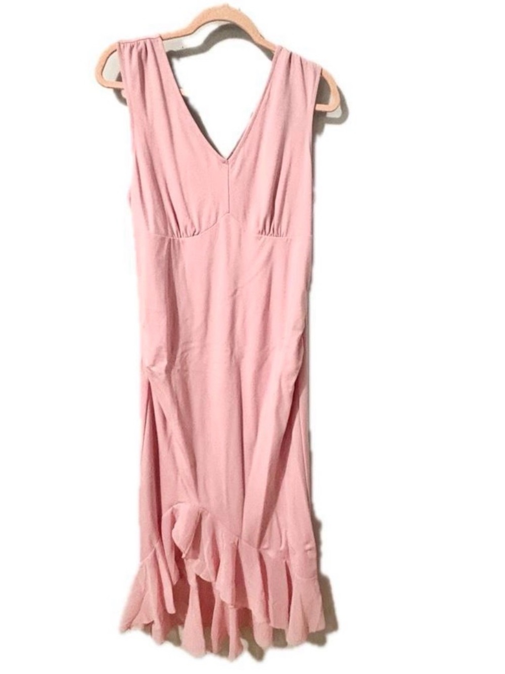 Grace Karin Blush Pink Midi Dress XL NWT Ruffle Hem Wedding Guest Dress